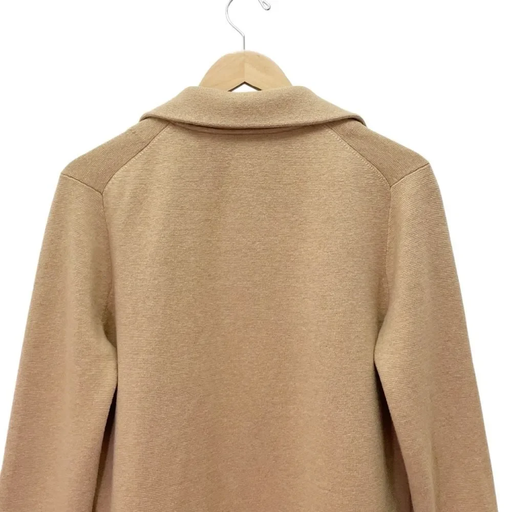 J. Crew Sophie Sweater Blazer Size Small Camel Tan Merino Wool Open Front Jacket